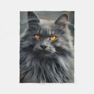 Manta Polar Diseño de retrato de gato majestuoso de pelo largo