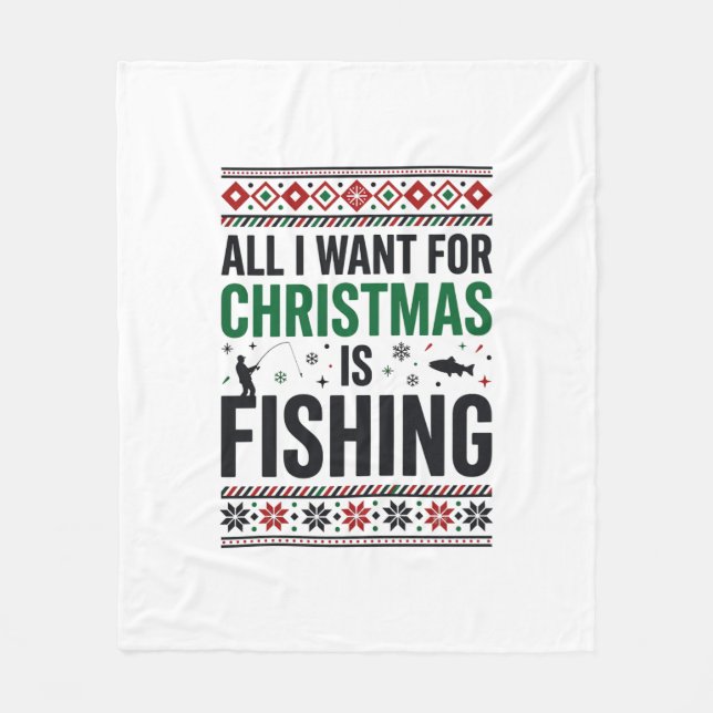 Manta Polar Diseño de suéter feo de pesca de Navidad (Anverso)