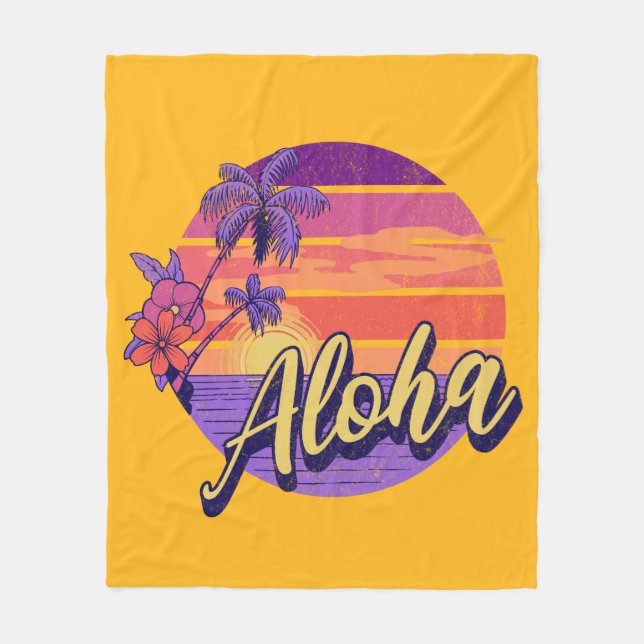 Manta Polar Diseño de texto de estilo retro "Aloha" (Anverso)
