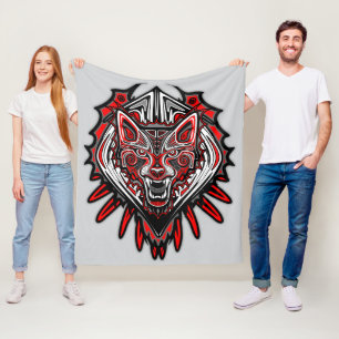 Manta Polar Diseño de tótem tribal Haida de lobo
