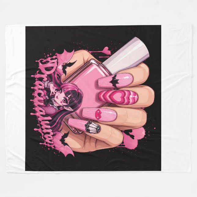 Manta Polar Diseño de uñas góticas rosadas Kawaii (Frente (Horizontal))