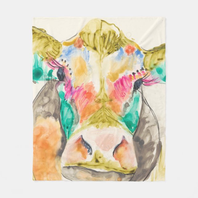 Manta Polar Diseño de vacas coloridas (Anverso)