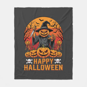 Manta Polar Diseño de vector de bruja de calabaza espeluznante