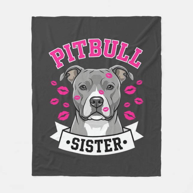 Manta Polar Diseño de vector de hermana amante de perros Pitbu (Anverso)