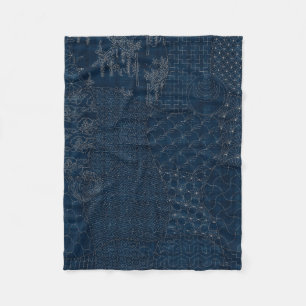 Manta Polar diseño del bordado del Sashiko-estilo -