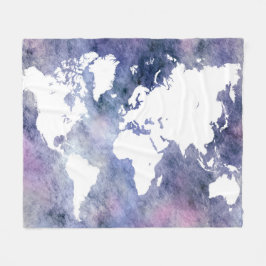 Manta Polar Diseño del mapa del mundo azul 65