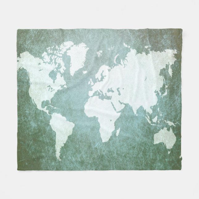 Manta Polar Diseño del Mapa Verde del Mundo 55 (Frente (Horizontal))
