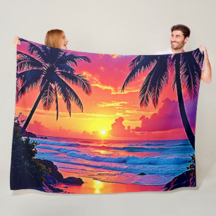 Manta Polar Diseño del paraíso tropical del atardecer