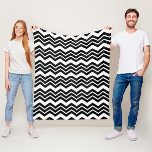 Manta Polar Diseño del patrón de Chevron de Zigzag blanco negr