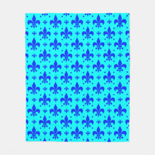 Manta Polar Diseño del patrón de flor azul de lis