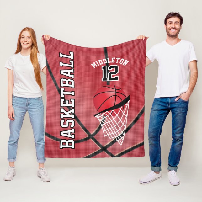 Manta Polar Diseño deportivo 🏀 baloncesto en rojo (In situ)