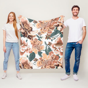 Manta Polar Diseño elegante de patrón floral Rosa