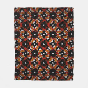 Manta Polar Diseño esquematizado de flor vintage en rojo, marr