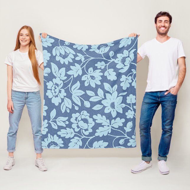 Manta Polar Diseño floral azul William Morris (In situ)