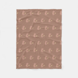 Manta Polar Diseño floral con fondo Mocha Mousse