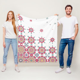 Manta Polar Diseño floral de color rosa, blanco y púrpura