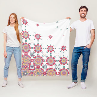 Manta Polar Diseño floral de color rosa, blanco y púrpura