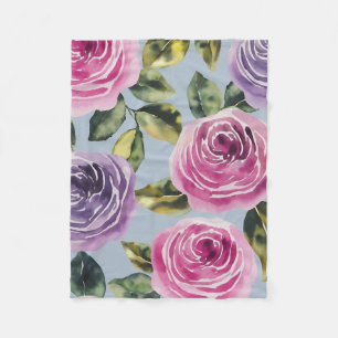Manta Polar Diseño floral de rosa en acuarela elegante