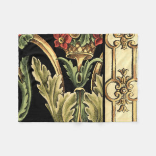 Manta Polar Diseño floral ornamental con bordes negros