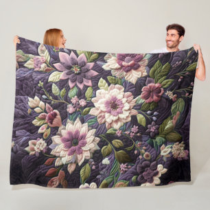 Manta Polar Diseño floral púrpura curvado
