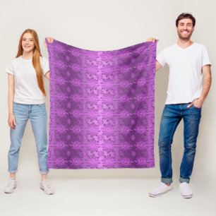 Manta Polar Diseño Floral Retro Violeta