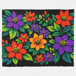 Manta Polar Diseño floral vibrante con flores coloridas