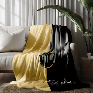 Manta Polar Diseño geométrico personalizado de oro y negro