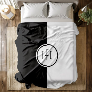 Manta Polar Diseño geométrico personalizado en blanco y negro 