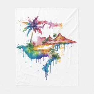 Manta Polar Diseño hawaiano con manchas coloridas