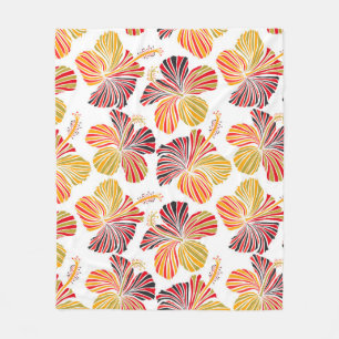 Manta Polar Diseño hawaiano luminoso con plantas tropicales y 