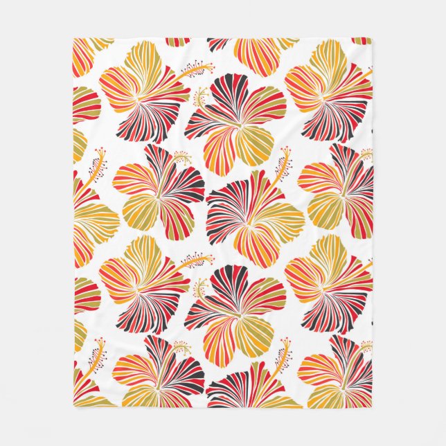 Manta Polar Diseño hawaiano luminoso con plantas tropicales y  (Anverso)