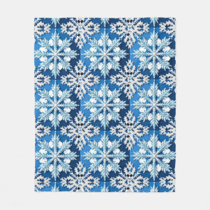 Manta Polar Diseño Intrincado de Copo de Nieve Azul