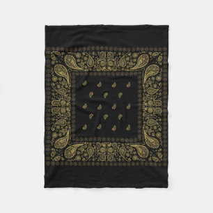 Manta Polar Diseño lujoso de paisley negro y dorado