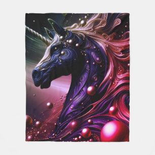 Manta Polar Diseño majestuoso de unicornio negro y oro