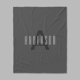 Manta Polar Diseño moderno de monograma mínimo editable gris o