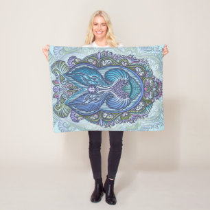 Manta Polar Diseño Ornate Blue & Verde azulado Mandala