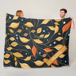 Manta Polar Diseño personalizado de hoja de flores de otoño de