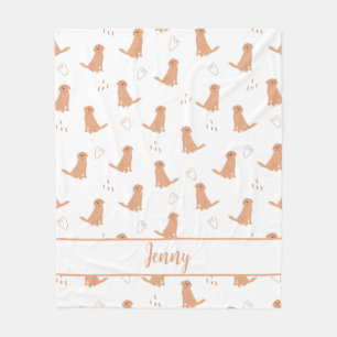 Manta Polar Diseño Plano Moderno Golden Retriever & Patte Cora