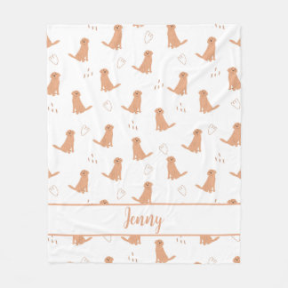 Manta Polar Diseño Plano Moderno Golden Retriever & Patte Cora