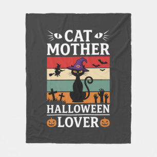 Manta Polar Diseño Retro de Bruja Amante de la Madre Gato de H