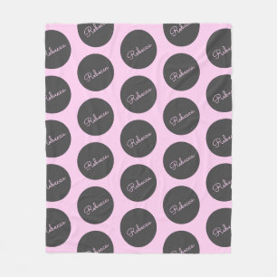 Manta Polar Diseño retro-moderno de lunares rosa y gris