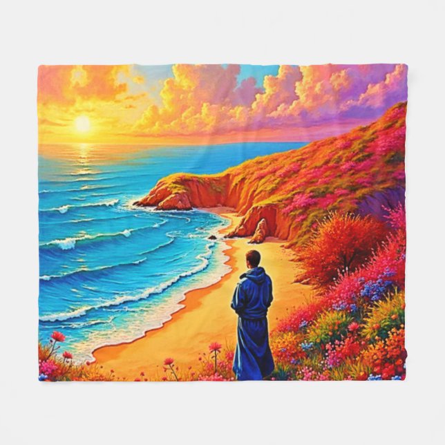Manta Polar Diseño Sunset Beach Solitude Serenity (Frente (Horizontal))