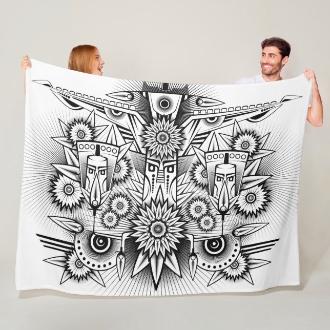 Manta Polar Diseño tribal artístico (In situ)