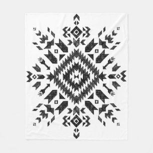 Manta Polar Diseño tribal: blanco negro dibujado a mano