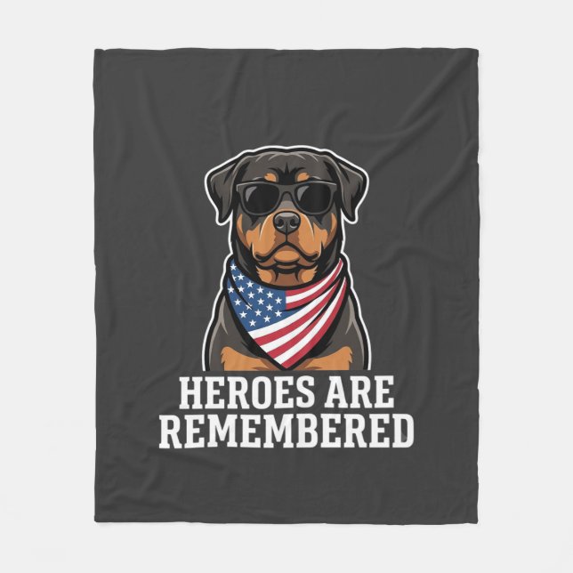 Manta Polar Diseño vectorial de perro héroe Rottweiler patriót (Anverso)