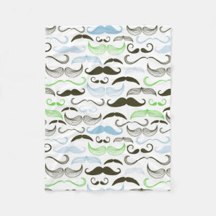 Manta Polar Diseño verde, azul y negro del bigote