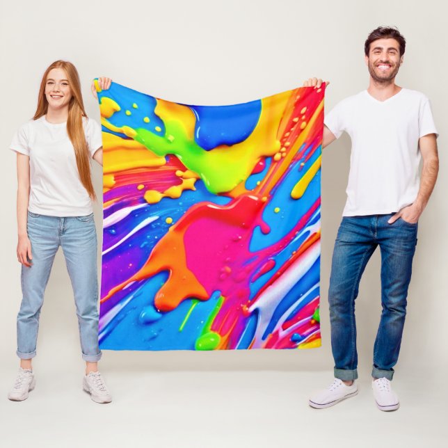 Manta Polar Diseño vibrante de ráfaga de color (In situ)