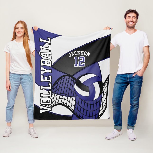 Manta Polar Diseño 🏐 voleibol - azul, blanco, negro (In situ)