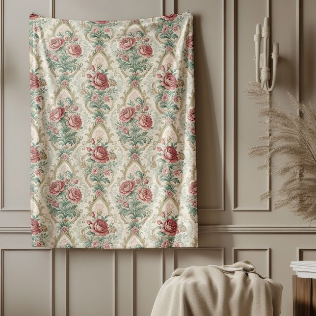 Manta Polar Diseños botánicos de Regal Damask Comforter (Regal Damask Comforter Graceful Botanical Designs Fleece Blanket)