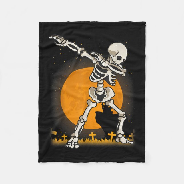 Manta Polar Disfraz de esqueleto de Dabbing de Halloween (Anverso)